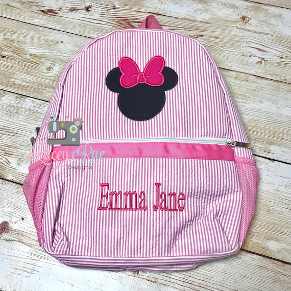 Minnie Mouse Seersucker Preschool Backpack Dance Bag Toddler Backpack Monogrammed Backpack Church Bag Diaper Bag Minnie Backpack Etsy