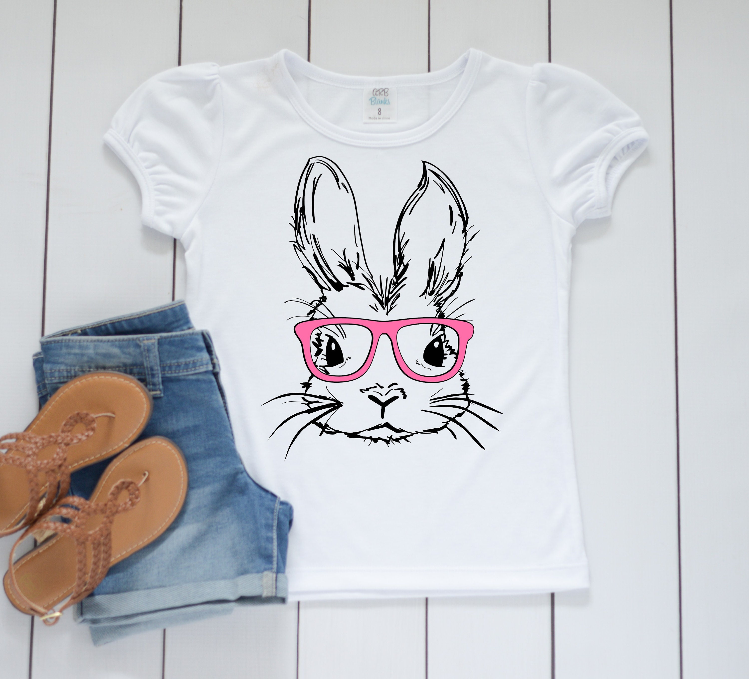Girls Easter Shirt Bunny With Leopard Glasses Shirt | Etsy