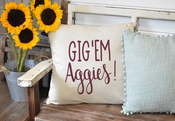 Gig Em Aggies Pillow Cover Fall Decor - Aggie Home Decor Gig Em Aggies Pillow Cover Fall Decor - Aggie Home Decor