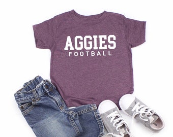 Aggies Football toddler or youth shirt, game day shirt, Texas A&M shirt, crew neck triblend tee, color options, boy or girl