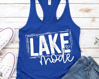 Lake Mode Shirt, Graphic Tee, Women, Vacay, Coastal Summer, Sunshine, Unisex Relaxed Fit