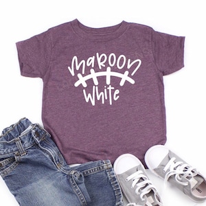Maroon and White Aggies toddler or youth shirt, game day shirt, Texas A&M shirt, crew neck triblend tee, color options, boy or girl
