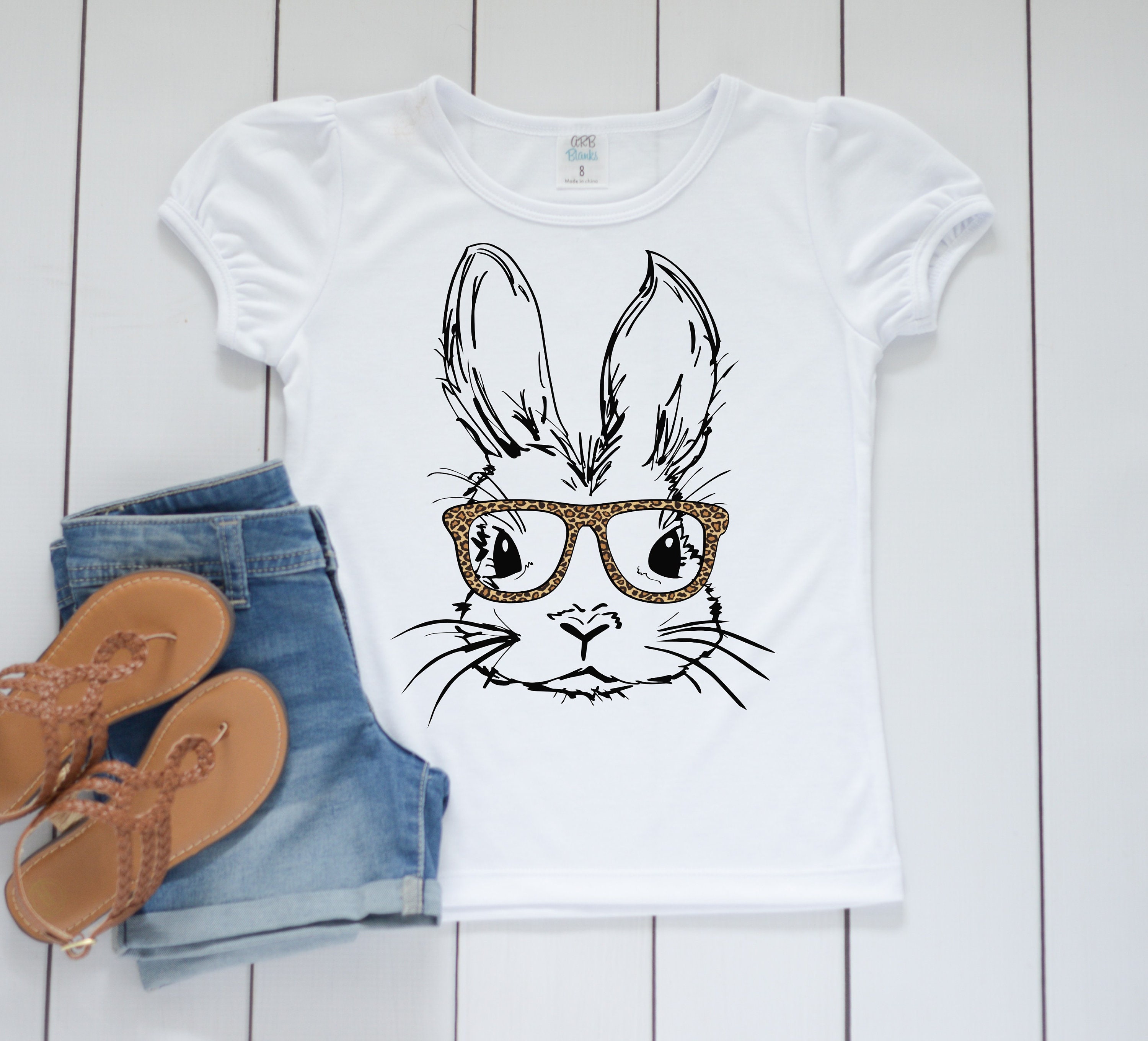 Girls Easter Shirt Bunny With Leopard Glasses Shirt | Etsy