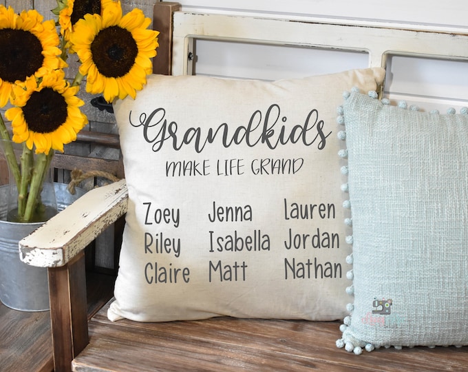 Grandchildren Make Life Grand - Gift For Grandma, Personalized Pillow (Insert Included)