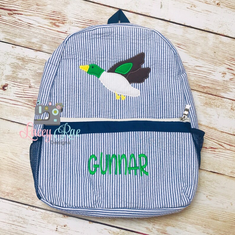 Mallard Duck Boys Seersucker Preschool Backpack Boys Etsy