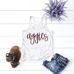 Aggies script tank or shirt, Game Day Tee, Texas A&M Shirt, Football Gift, Officially Licensed Collegiate Product