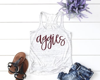 Aggies script tank or shirt, Game Day Tee, Texas A&M Shirt, Football Gift, Officially Licensed Collegiate Product