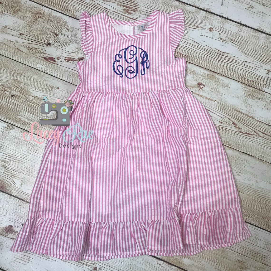 Monogrammed Toddler or little girl Seersucker Easter Dress | Etsy