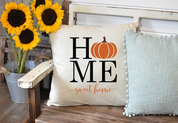 Home Sweet Home Pumpkins Pillow Cover, Farmhouse Fall, Leopard Pumpkin, Thanksgiving Mantel, Decorative Pillow Cover