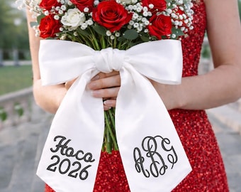 Personalized Embroidered Homecoming Bouquet Sash, Prom couple Homecoming Sash, HOCO Gift for Her