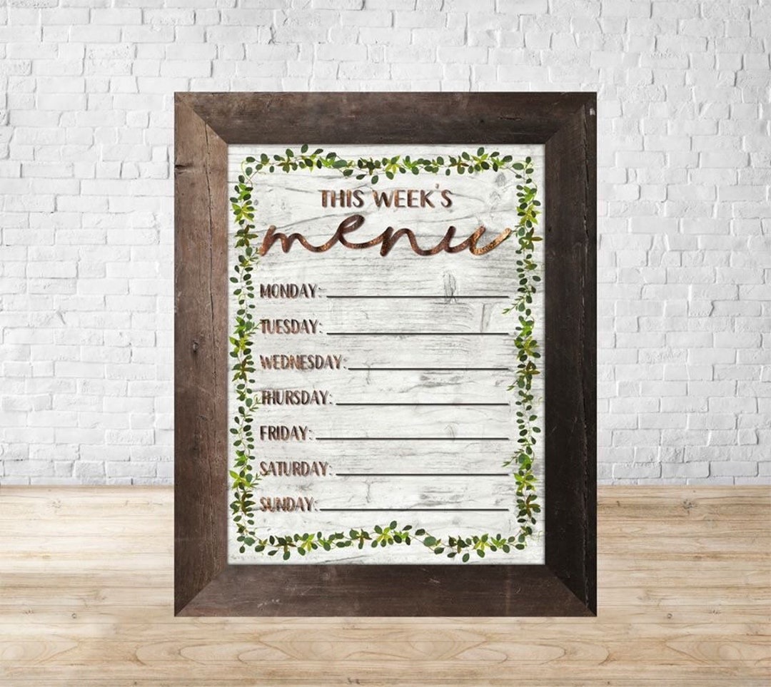 Dry Erase Weekly Menu Board 8x10 Personalized Menu Board Etsy