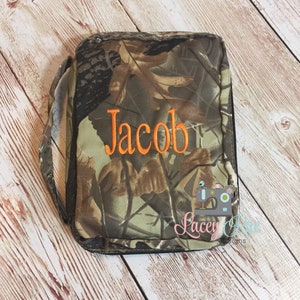 SALE!!! Monogrammed Camoflouge Bible Cover, Personalized Camo Bible Case, Bible Bag, Boys Bible Case