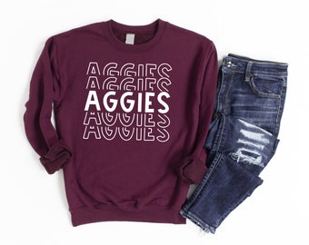 AGGIES sweatshirt, game day shirt, Texas A&M shirt, vinyl shirt, color options, Aggie Football game day shirt