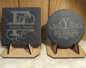 Posavasos de pizarra natural grabado personalizado
