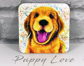 PUPPY coaster, Puppy dog coaster, mug coaster, Puppy lover, drinks coaster, puppy dog , puppy gift, dog gift, golden retriever puppy