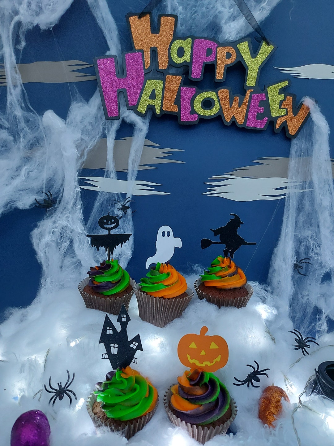 Halloween Cupcake Toppers. Haunted House Ghost Toppers Witch Etsy
