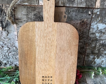 Mango Wood Serving Board: Rustic Snack Plate with Jute Hanger