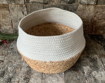 White Rope and Straw Basket