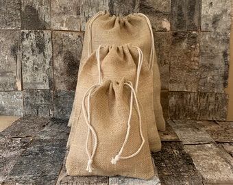 Handmade Jute Drawstring Gift Bags, Biodegradable Hessian Sacks