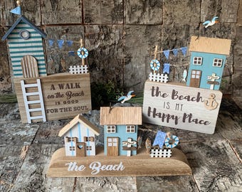 Sea themed, wooden beach houses, scene.  The beach is my happy place.