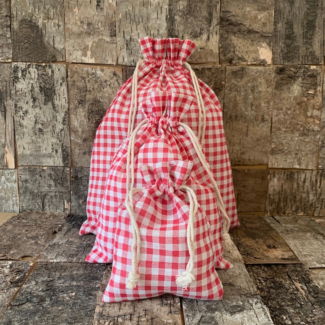 Cotton Gingham Drawstring Bags - Etsy