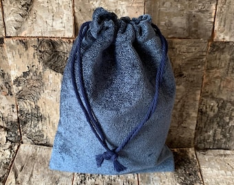 Blue velvet drawstring bag, gift bag, reusable