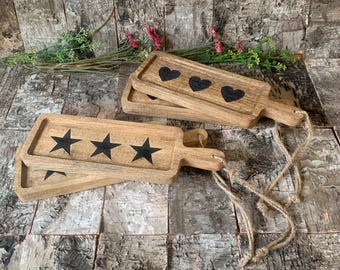 Mango Wood  Star and heart trays