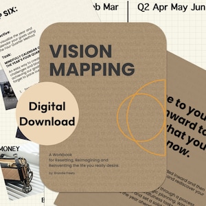 Tablero de visión descargable y libro de trabajo de mapeo / Guía personal para planificar el año nuevo y establecer metas para la transformación / Imprimible