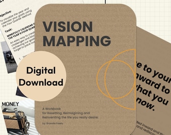 Downloadable Vision Board and Mapping Workbook | Personal Guide for Planning The New Year and Setting Goals for Transformation | Printable