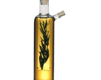 Blown Glass Herb Infuser Cruet – European Made Oil Vinegar Dispenser