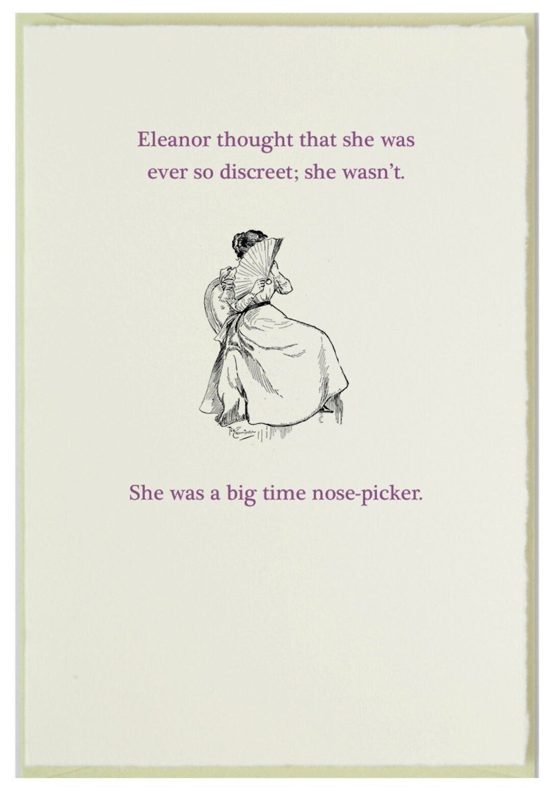 Funny Nosepicking Card of Victorian Woman on Italianmade Paper