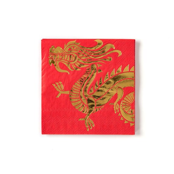 Red and Gold Dragon Napkins Etsy