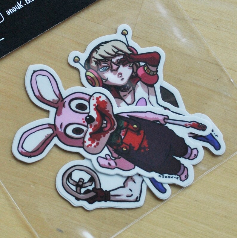 Silent Hill 3 Spooky cute Robbie the Rabbit vinyl stickers pack image 6