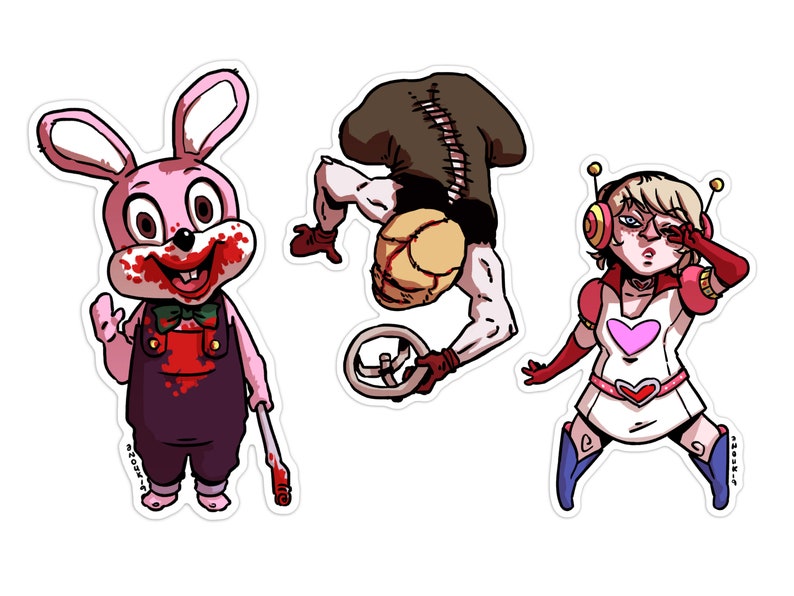 Silent Hill 3 Spooky cute Robbie the Rabbit vinyl stickers pack image 1