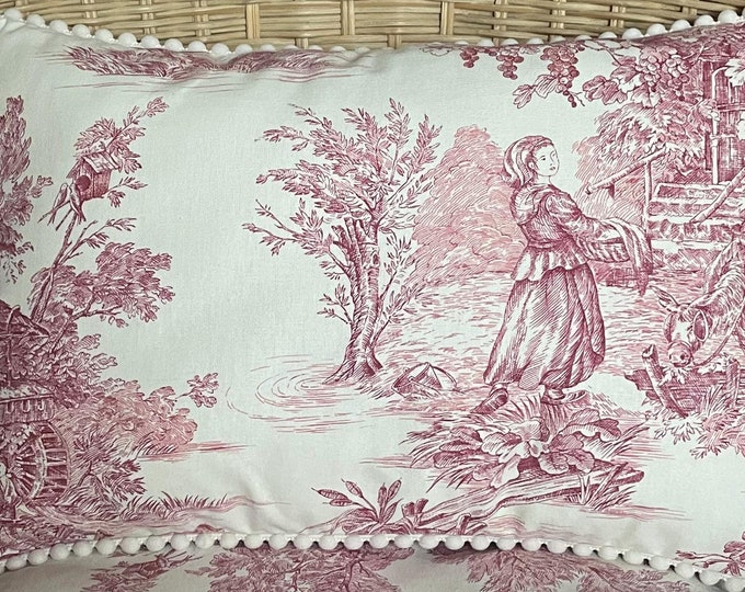 Pinterest Raspberry Toile Toile De Jouy Raspberry Pink Cotton Small Scatter Throw Cushion Pillow ...