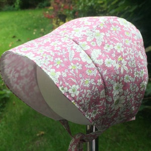 Pink Sun Hat Baby Bonnet Classic Vintage Look Floral Cotton available sizes 0-24 months