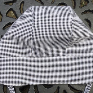 Gingham Baby Bonnet Sun Hat Handmade to Order. Traditional Classic Look Tiny Black, Grey and White Gingham Check Cotton Blend 0-24months image 2