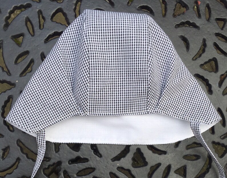 Gingham Baby Bonnet Sun Hat Handmade to Order. Traditional Classic Look Tiny Black, Grey and White Gingham Check Cotton Blend 0-24months image 8