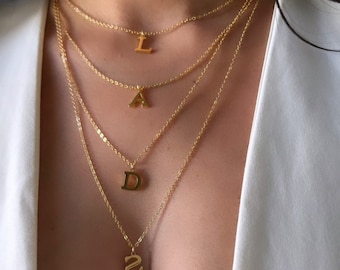 18K GP Necklace | Initial necklace | minimalist necklace |  layering necklace | elegant necklace | water proof | gold necklace