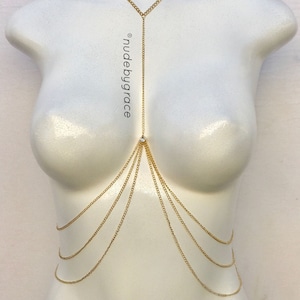 layered body chain, body jewelry, rave body chain, bralette chain, festival body chain, beach body chain, gift