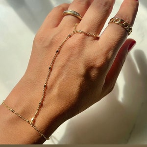 18K GP hand chain, dainty hand chain, handlet bracelet, finger hand chain, hand chain bracelet, gift for her, waterproof hand chain