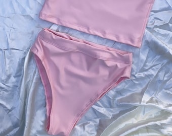 pink bikini set, bikini, beachwear, swimwear, festival fashion, high cut bottoms, rave fashion, gift for her, summer fashion, vacation fit