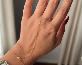18K GP hand chain, stainless steel hand chain, dainty hand chain, handlet bracelet, finger hand chain, minimalist, waterproof hand chain