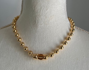 18k Gold Plated Ball Chain Choker | Stainless Steel, 8MM