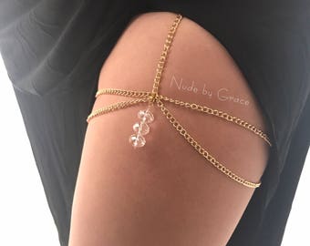 thigh high crystal jewelry, body jewelry, leg bracelet, jewelry, festival garter, crystals thigh high, clubwear, crystal garter, rave garter