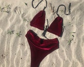 Velvet 2 piece set, bikini, sexy bikini, beachwear, swimwear, bra top, festival bikini, high cut cheeky bottom, 2 piece set, velvet set