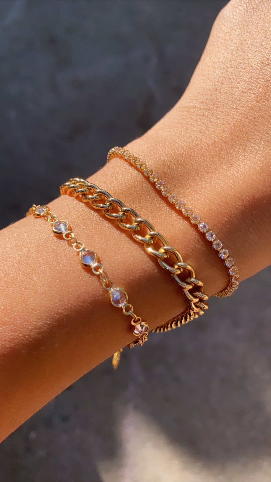 Gold Plated Bracelet Simple Bracelet CZ Bracelet Minimalist Bracelet ...