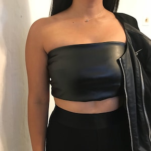 rib top, tube top, bandeau top, strapless top, beachwear, woman clothing, crop top, festival, faux leather bandeau top