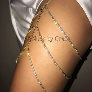 thigh high jewelry, body jewelry, leg bracelet, jewelry, crystal garter, crystals thigh high, clubwear, festival garter, rave garter, gift