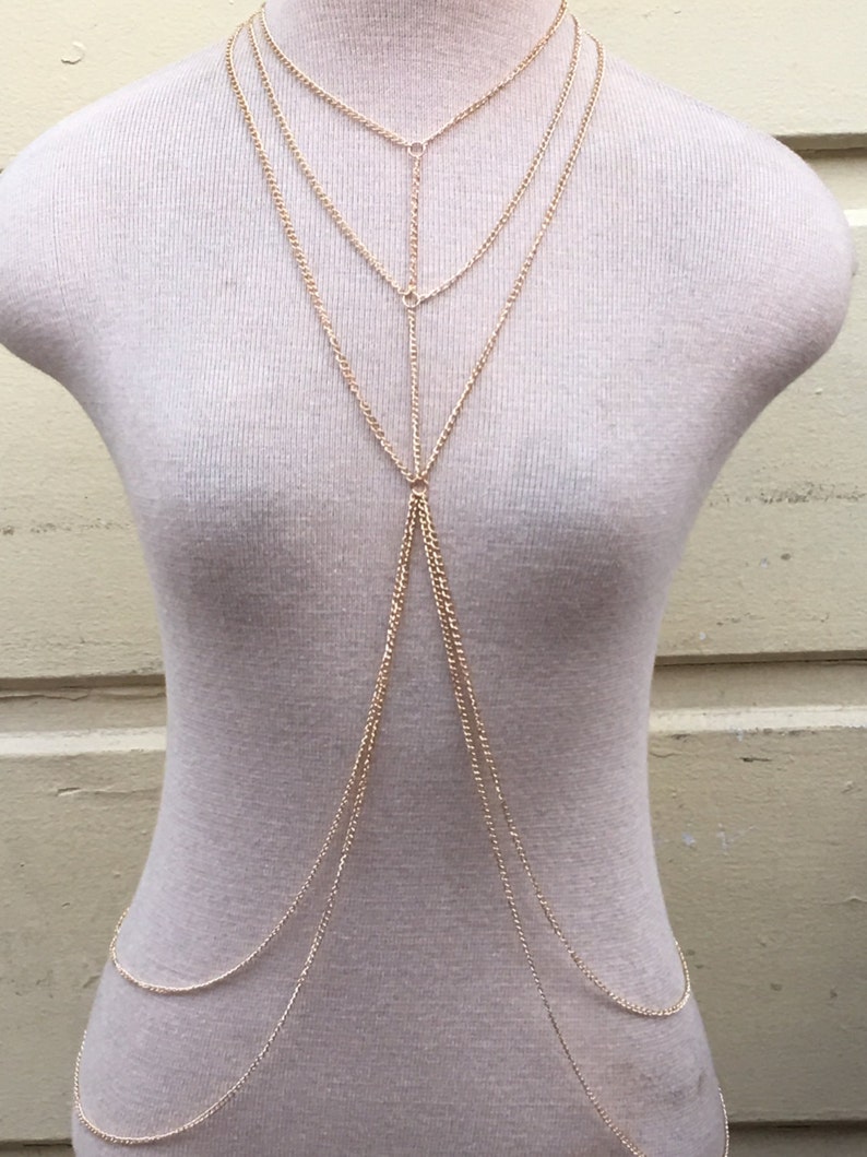 Body Chain, body jewelry, bikini body jewelry, layered body chain, stacking body chain, festival chain, bralette chain, harness body chain image 3